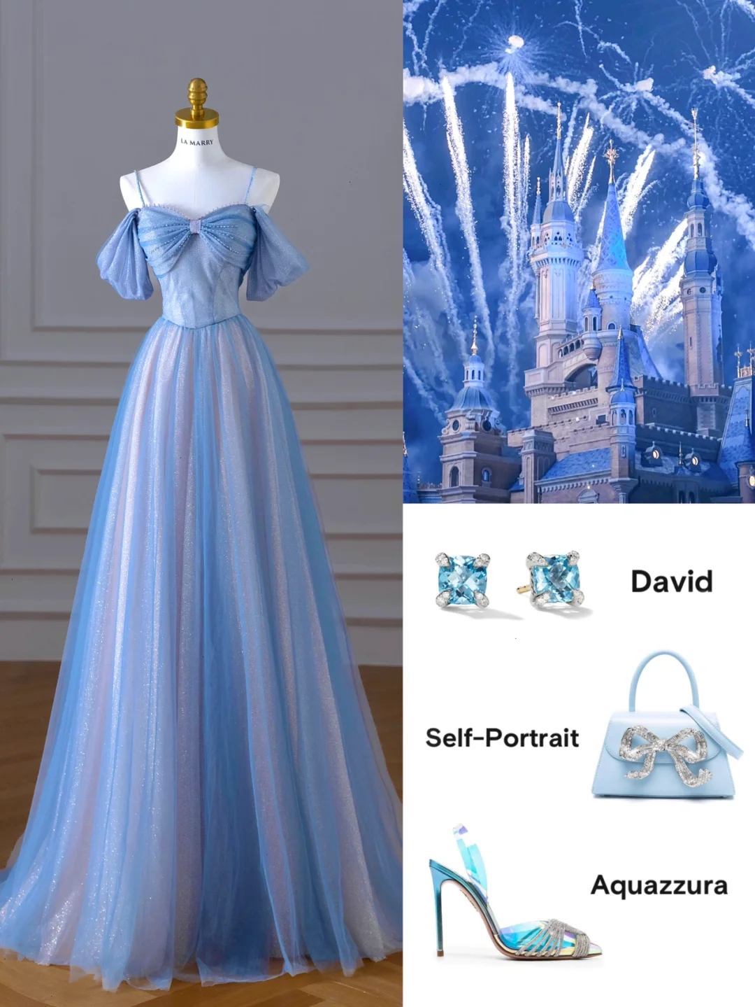 Classy A Line Spaghetti Straps Long Party Dress Blue Prom Dresses SD2449