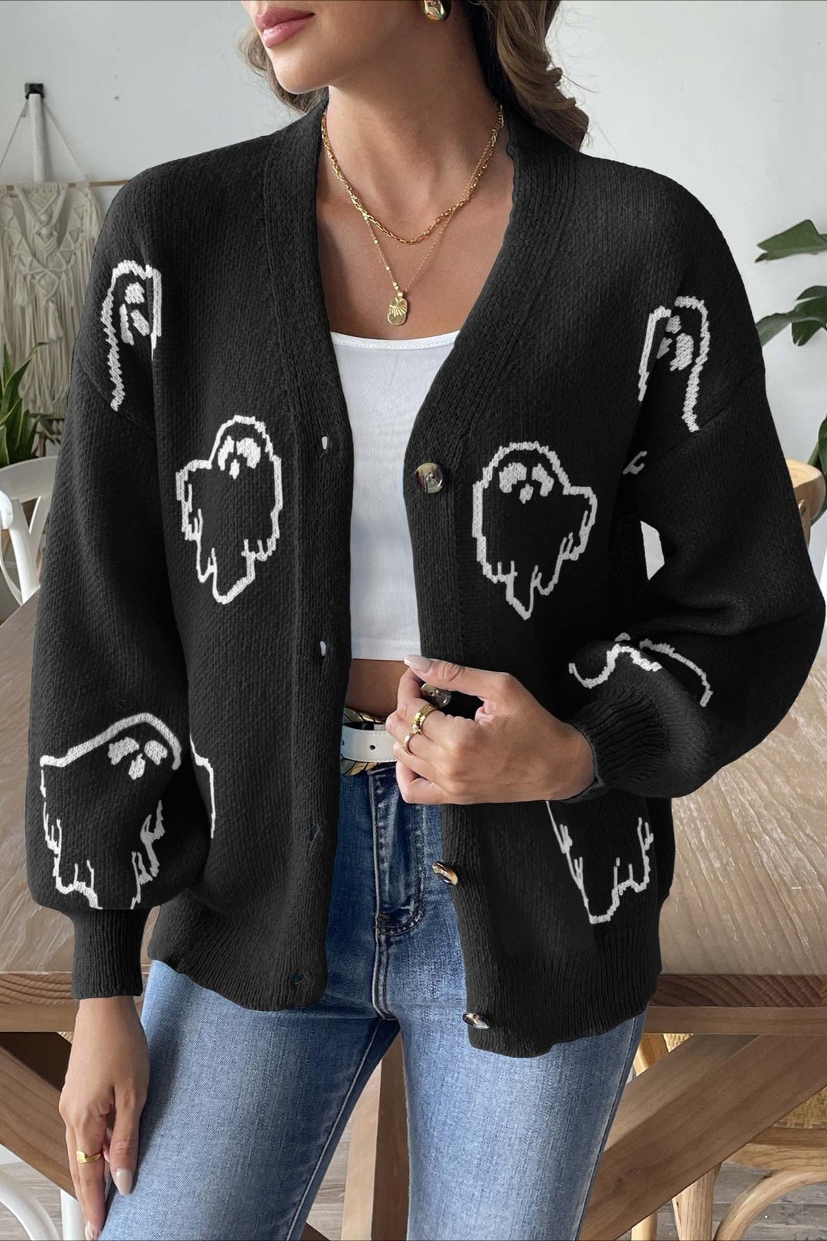 Jacquard Button Cardigan 8