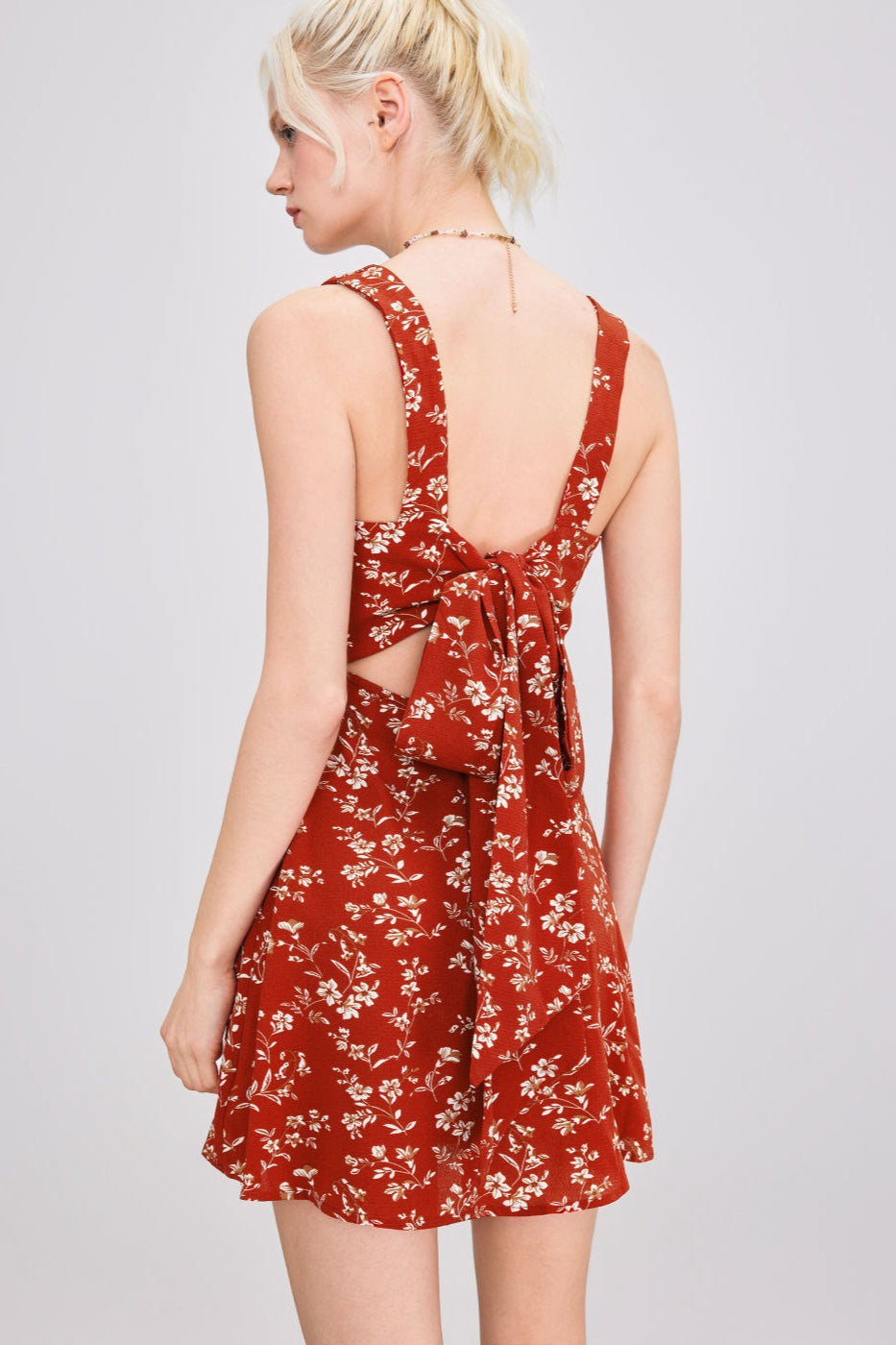 Floral Print V-Neck Sleeveless A-Line Mini Dress