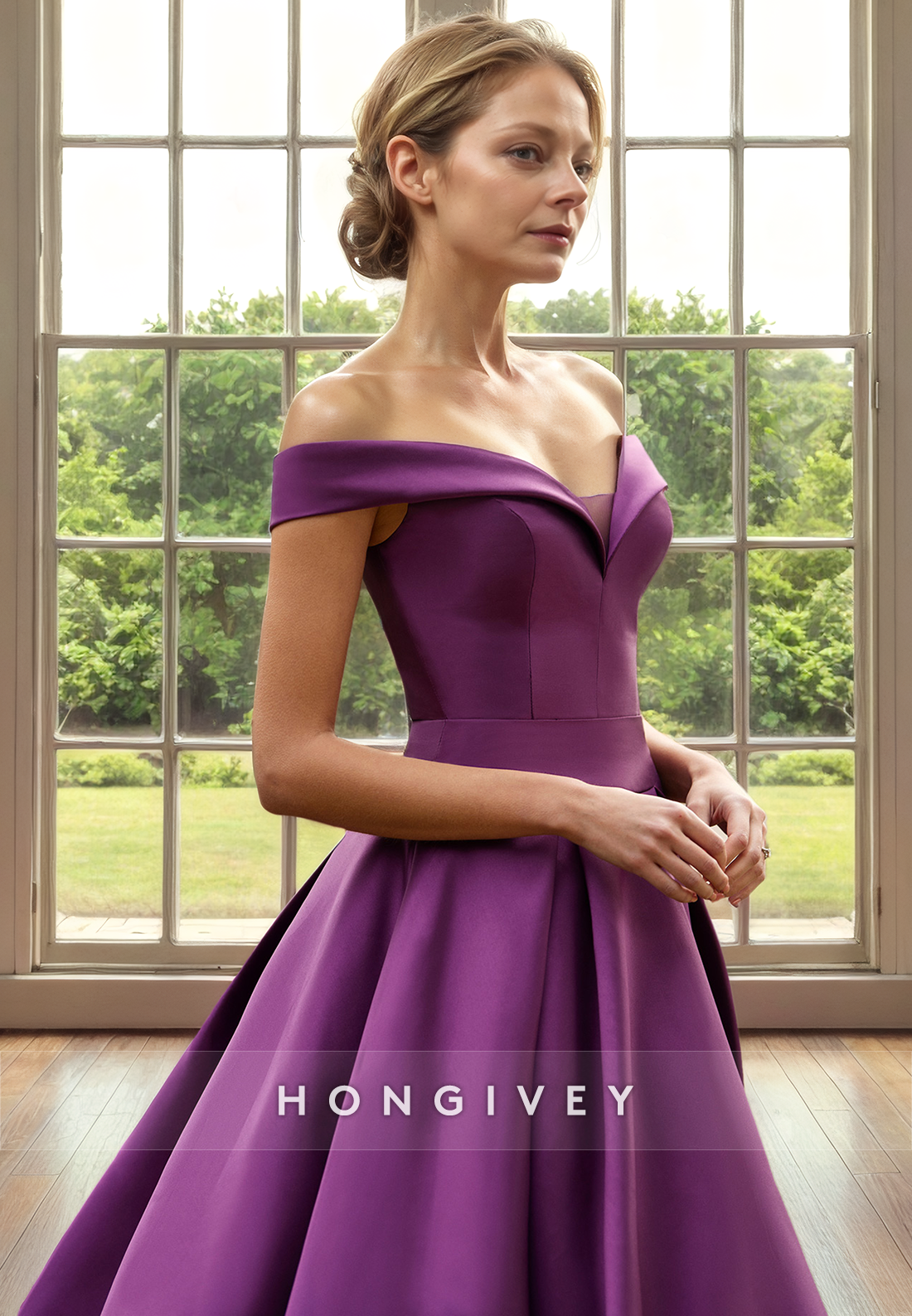 Elegant Satin A-Line V-Neck Sleeveless Mother of the Bride Dress