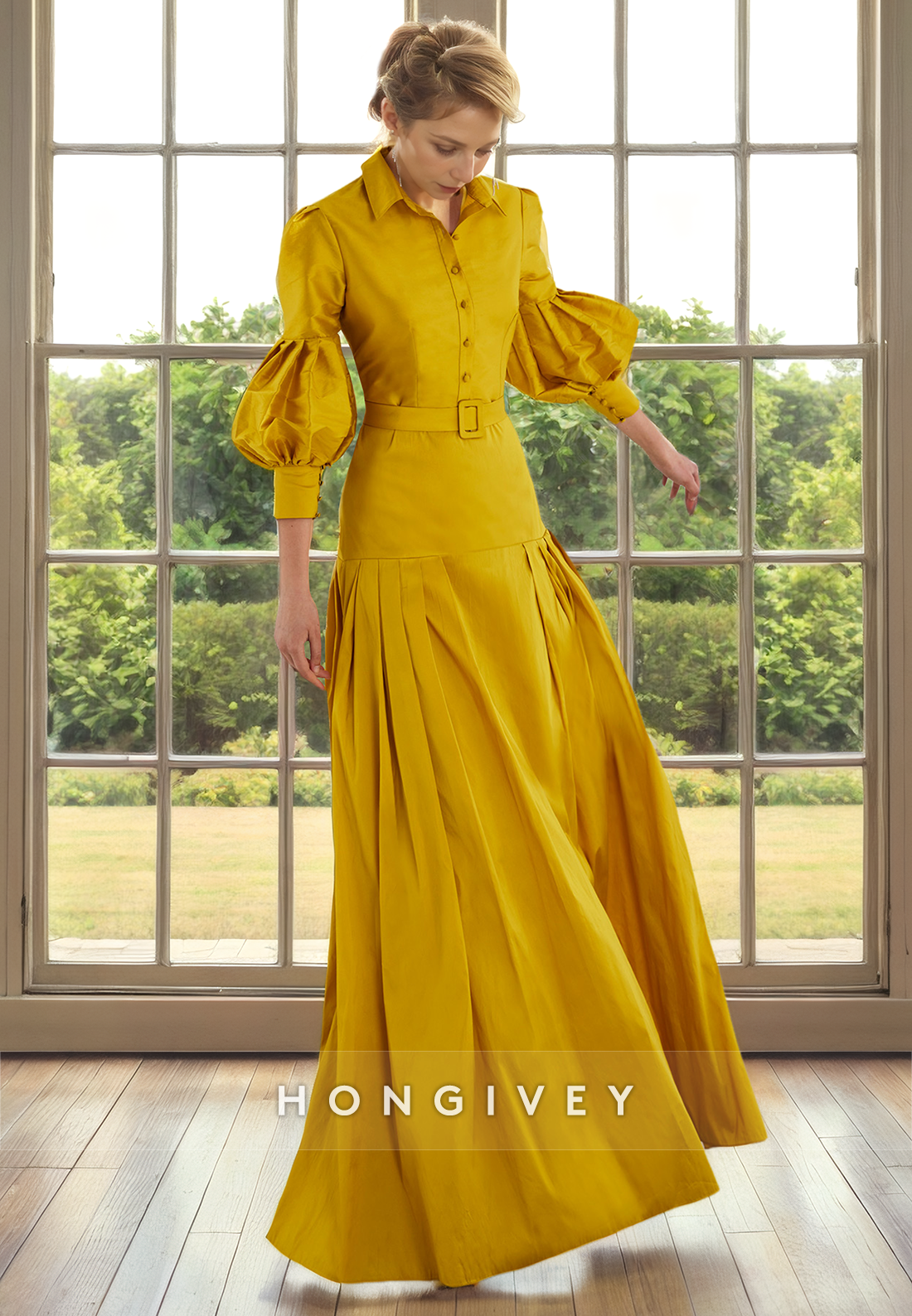 Chic Satin A-Line Two Tone With Side Slit Floor-Length Formal Cocktail Dress