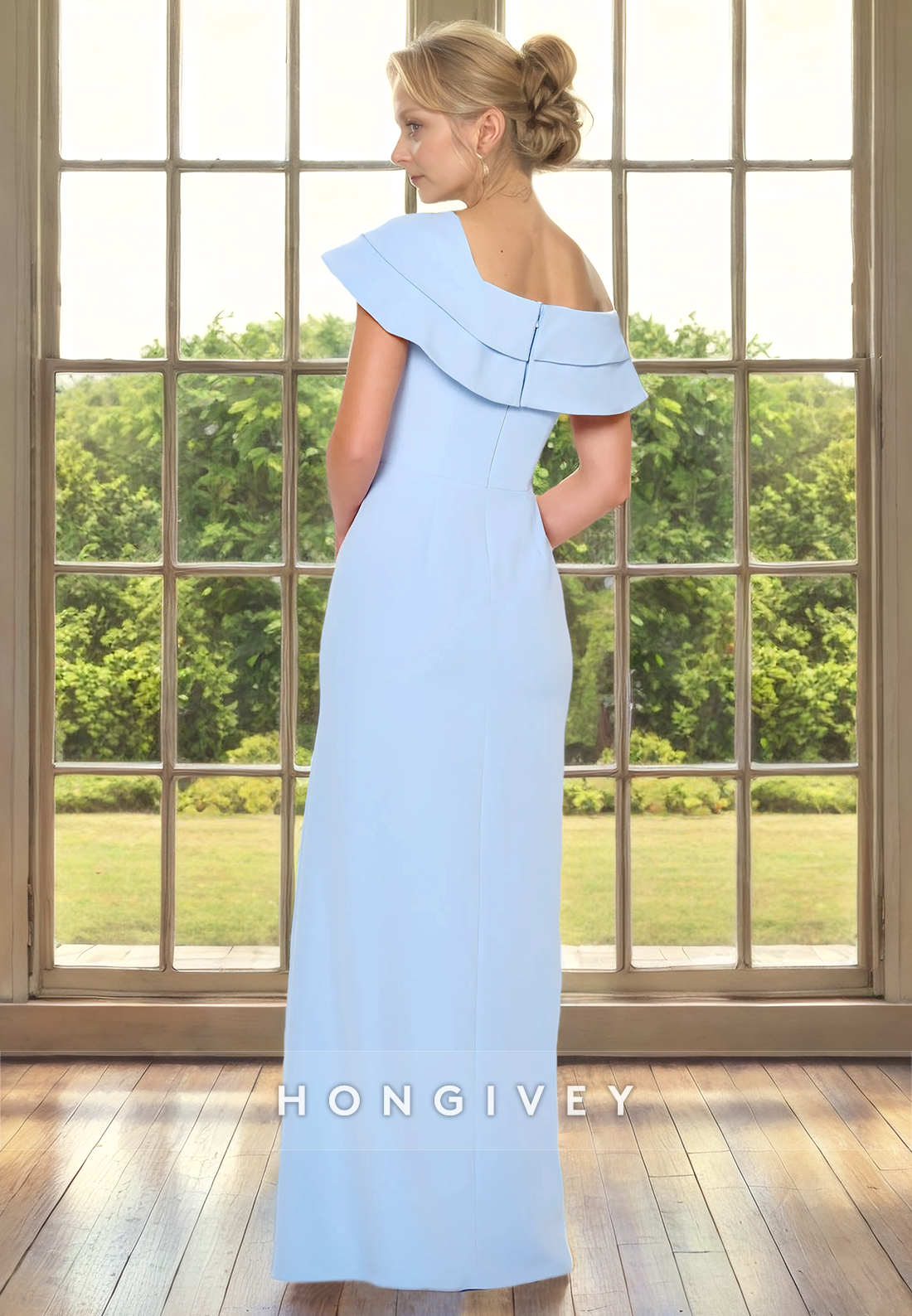 Satin A-Line Off-Shoulder Ruffled Sleeveless With Side Slit Cocktail Mother Of Bridge Dress