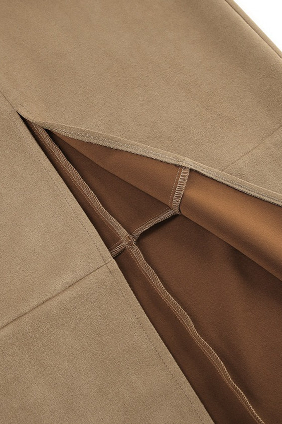 Vintage High-Waist Suede Maxi Skirt