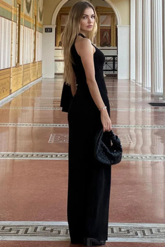 Elegant One Shoulder Asymmetric Tie Maxi Dress