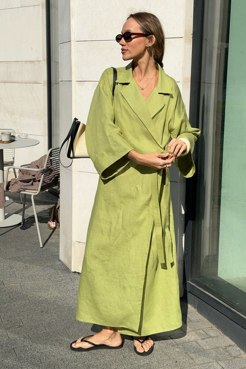 Long Sleeve Cotton Linen Shirt Coat 8