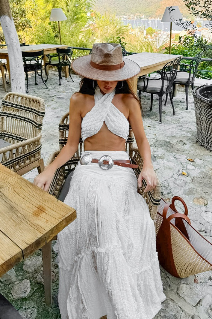 Boho Ivory Lace A-Line Skirt