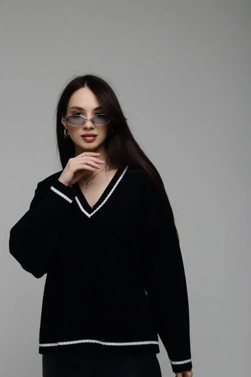 Casual Knit V Neck Sweater