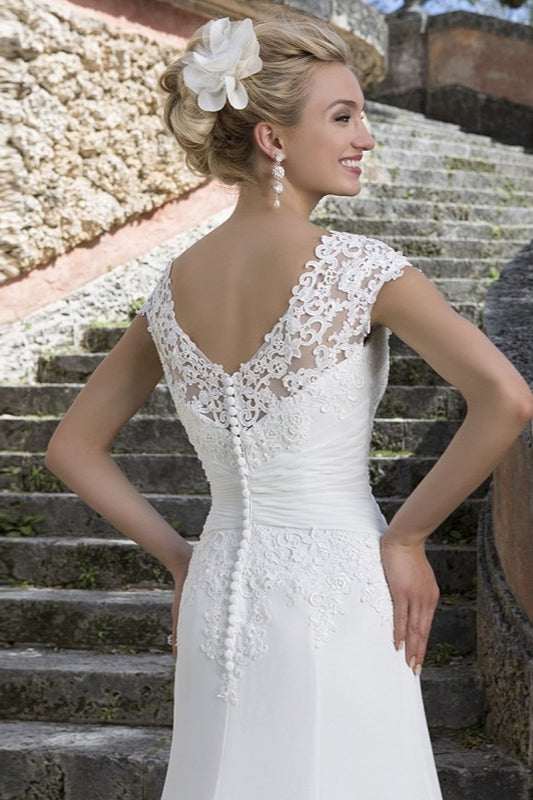 Lace Cap-Sleeve Sweetheart Mermaid Bridal Gown