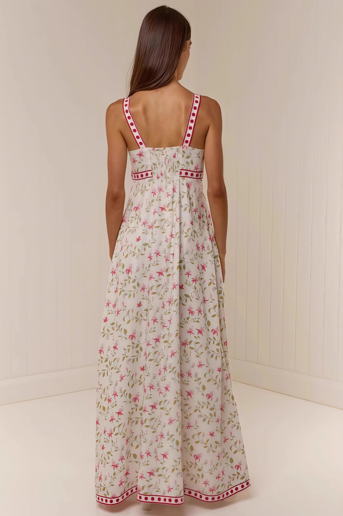 Floral Print Square Neck A-Line Maxi Dress 4