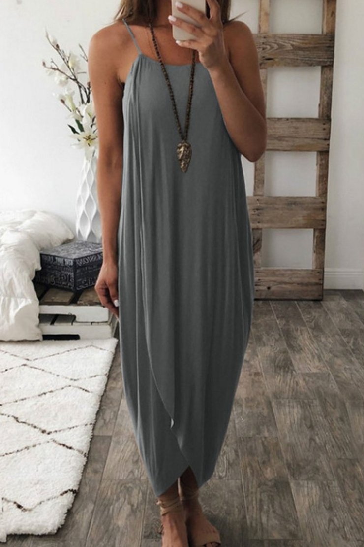 Asymmetrical Stylish Loose Sleeveless Maxi Dress (3 Colors) Fashionpara