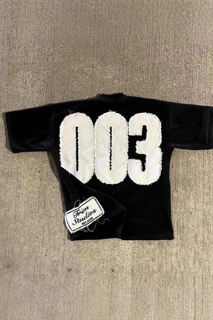 Street Pullover Letter Patch Loose Crew T-shirt 2