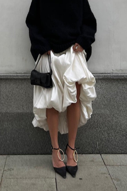 High Waist Balloon Voluminous Solid Skirt