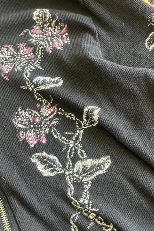 Vintage Flower Wings Print Hoodie