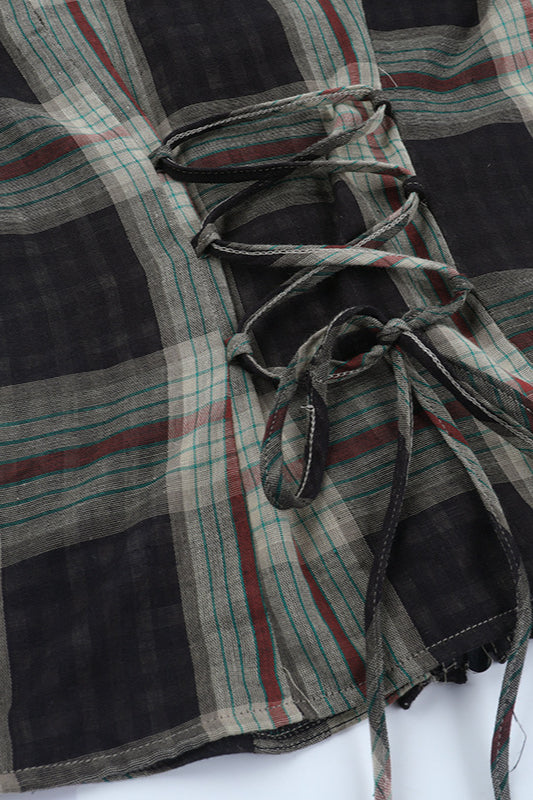 Dark Street Style Tartan Blouse