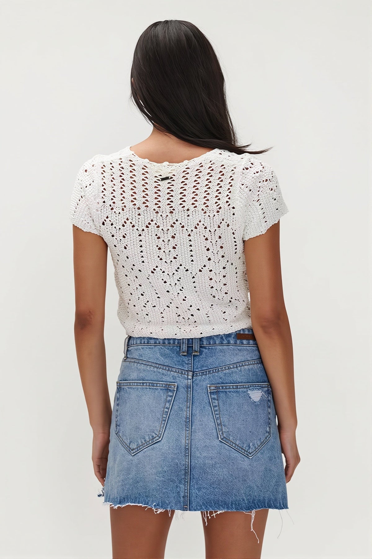 Openwork V Neck Tie Front Cardigan