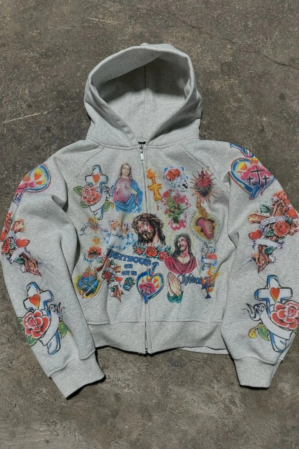 Retro Pattern Printed Loose Hoodie