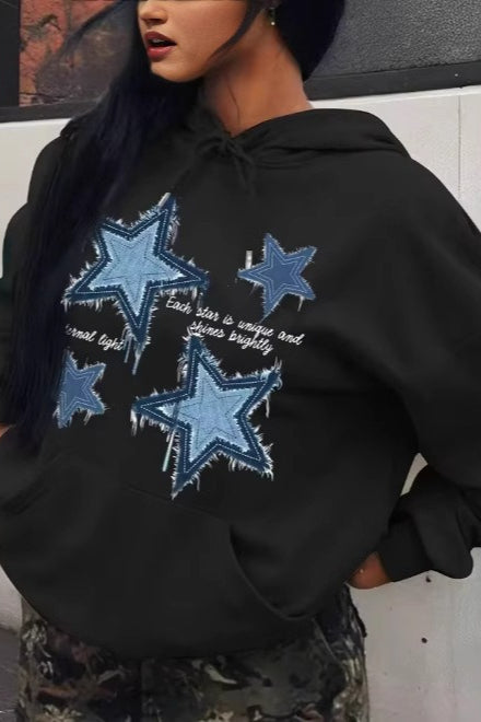 Gothic Star Print Hoodie