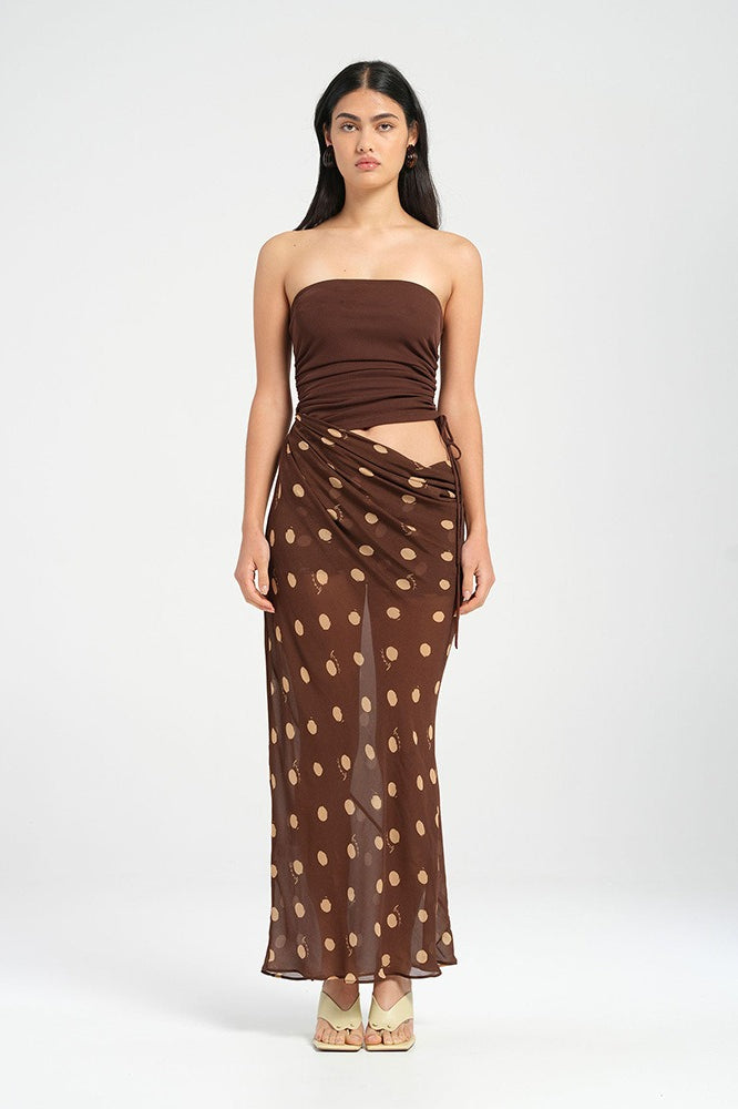 Polka Dot Strapless Bodycon Maxi Dress - Fashionpara