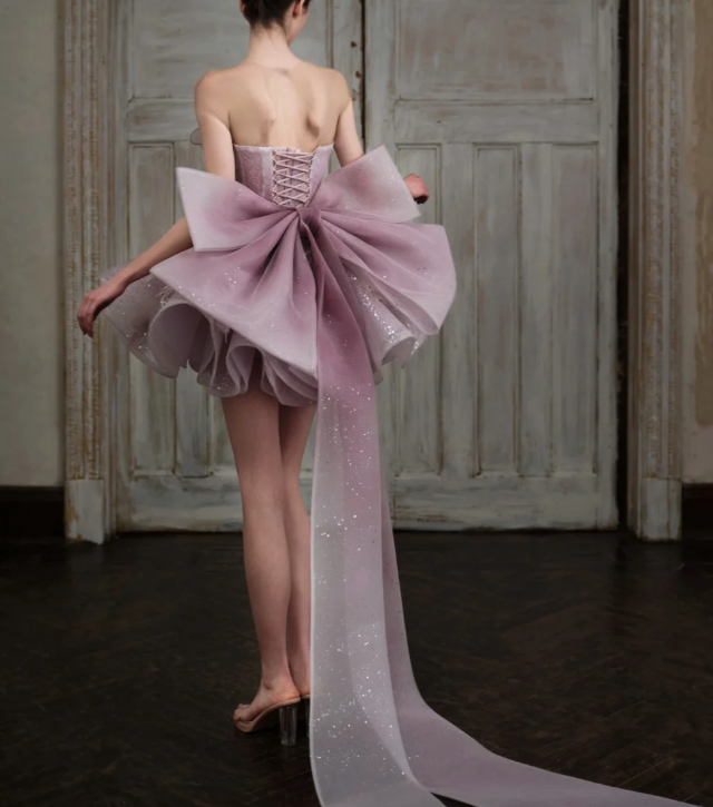 Pretty Purple Butterfly Organza Sequin A Line Formal Homecoming Dress 20th Birthday Outfits With Bow D155