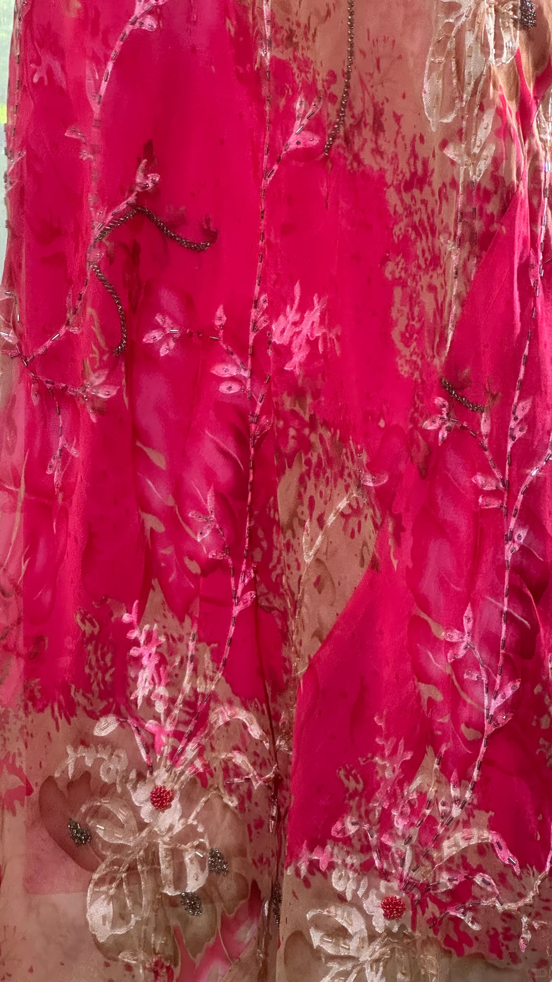 Pretty Spaghetti Straps Red Chiffon Printed Floral Beaded Mermaid Evening Dress Long Prom Gown D865