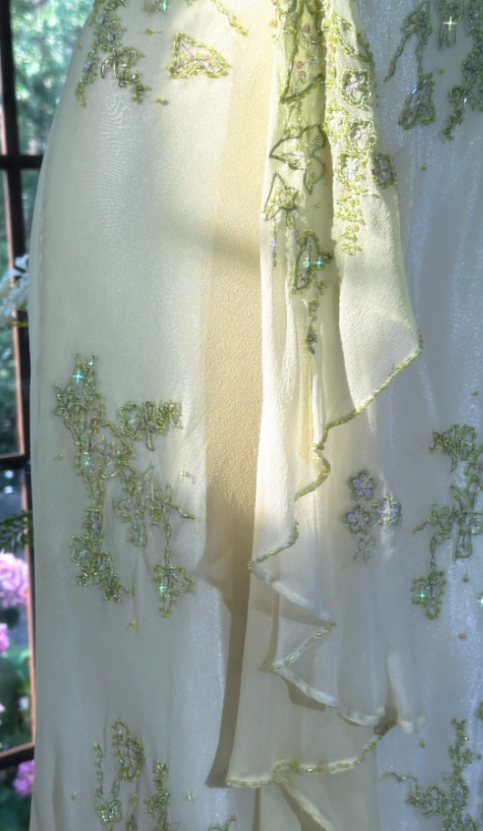 Vintage Halter Green Chiffon Beaded Mermaid Prom Dress Long Party Dress D941