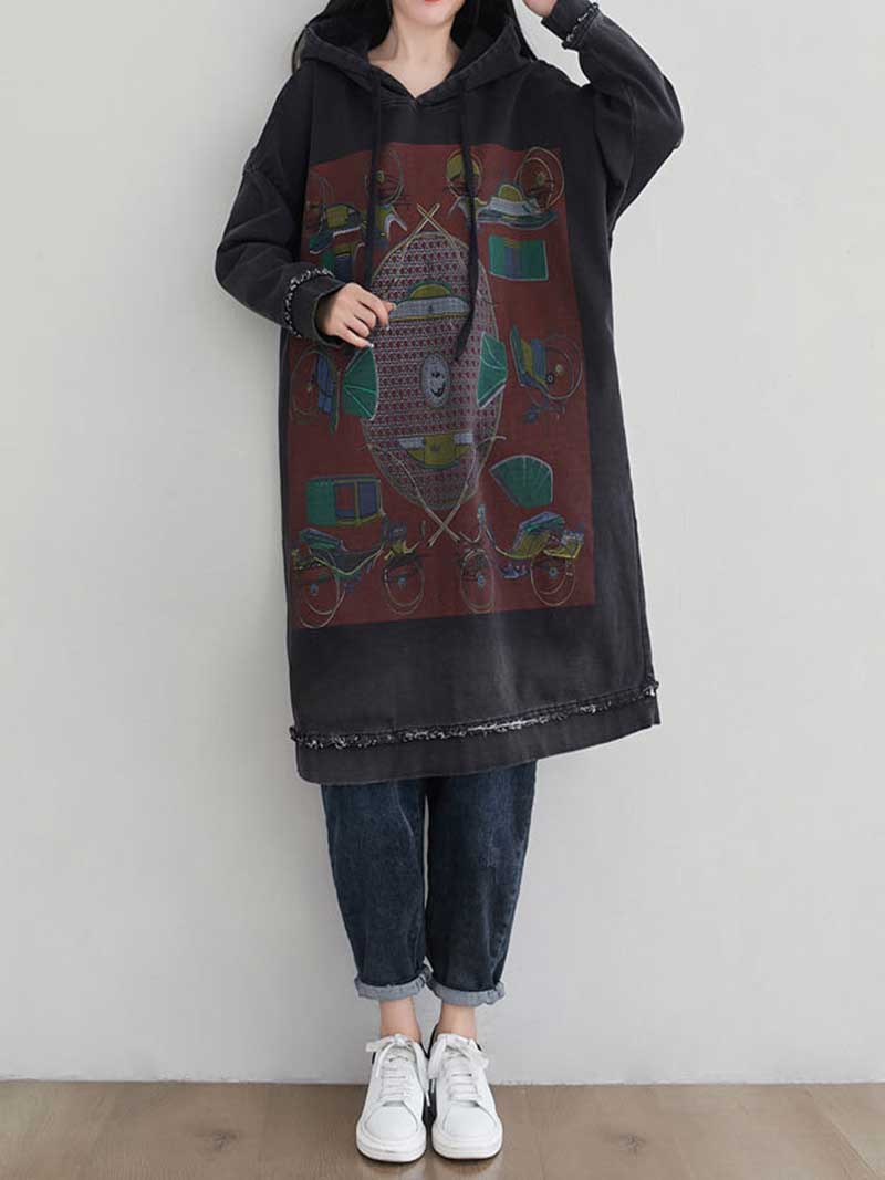 Feel My Love Hooded Sweater Midi Dress - Fashionpara