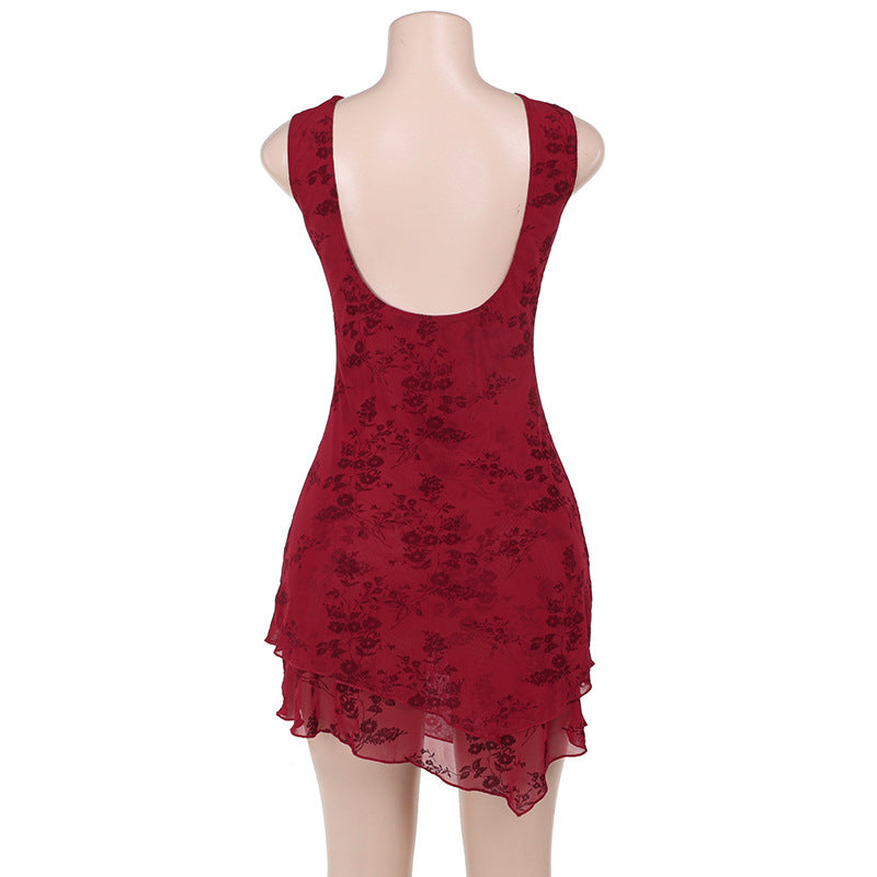 Floral Burnout High-Neck Sleeveless Bodycon Mini Dress 7