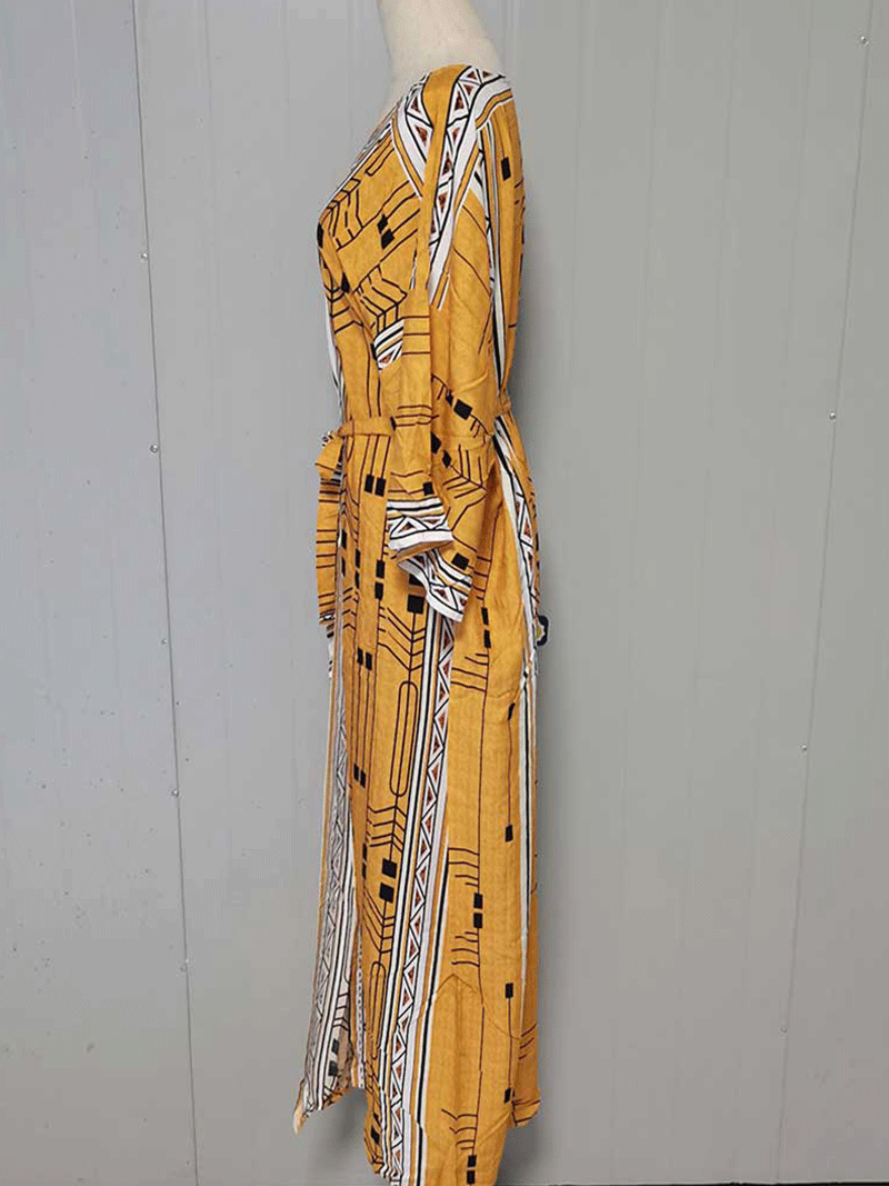 Printed Different Colors Polyester Long Length Gown Kimono Duster Robe - Fashionpara