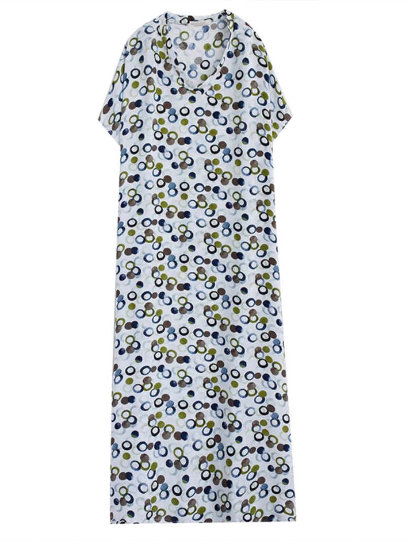 Spot-Print V-Neck Batwing-Sleeve Kaftan Maxi Dress 3