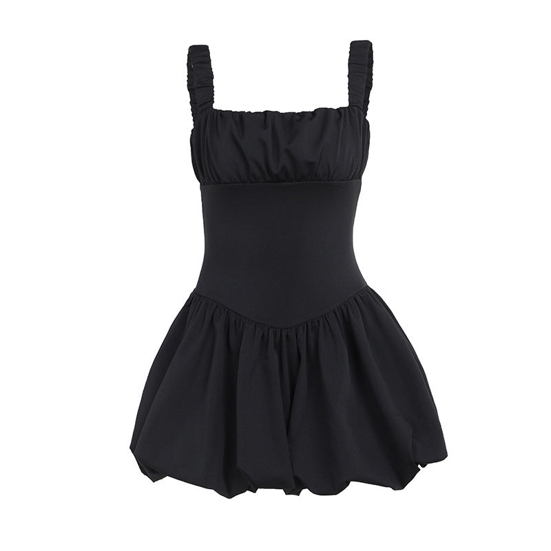 Ruffle-Strap Square-Neck Corset Puff-Hem Mini Dress 7
