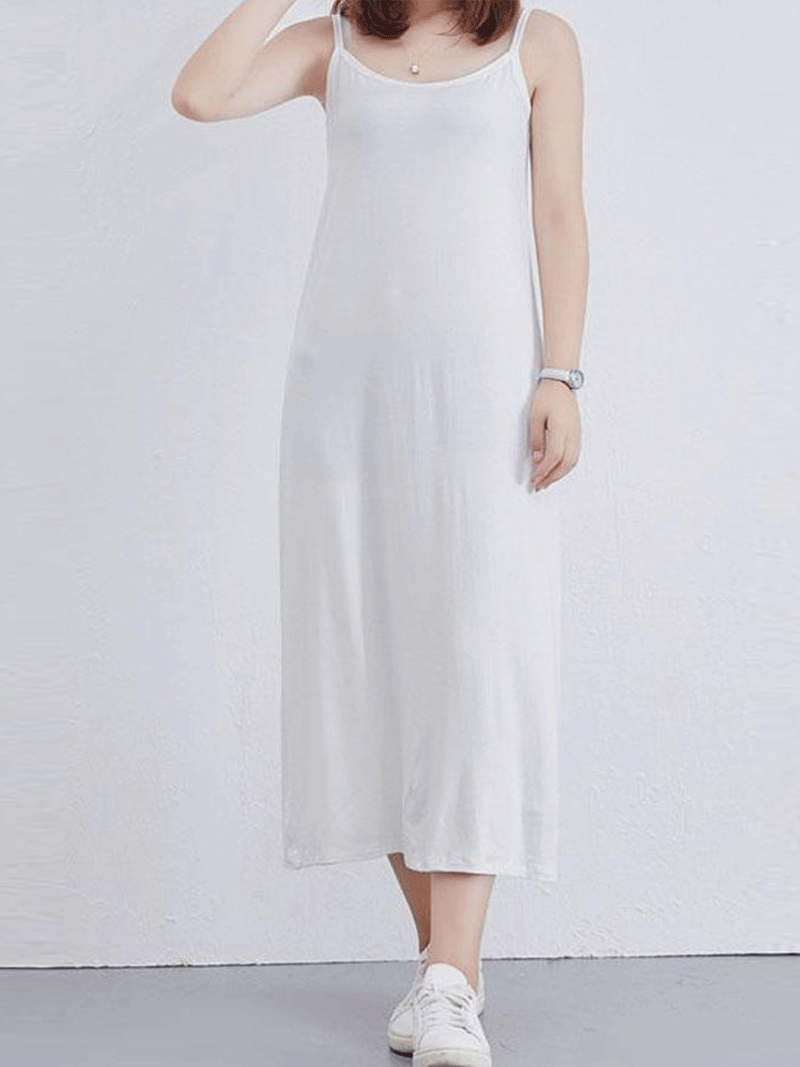 Modal Scoop-Neck Spaghetti-Strap Slip Midi Dress 2