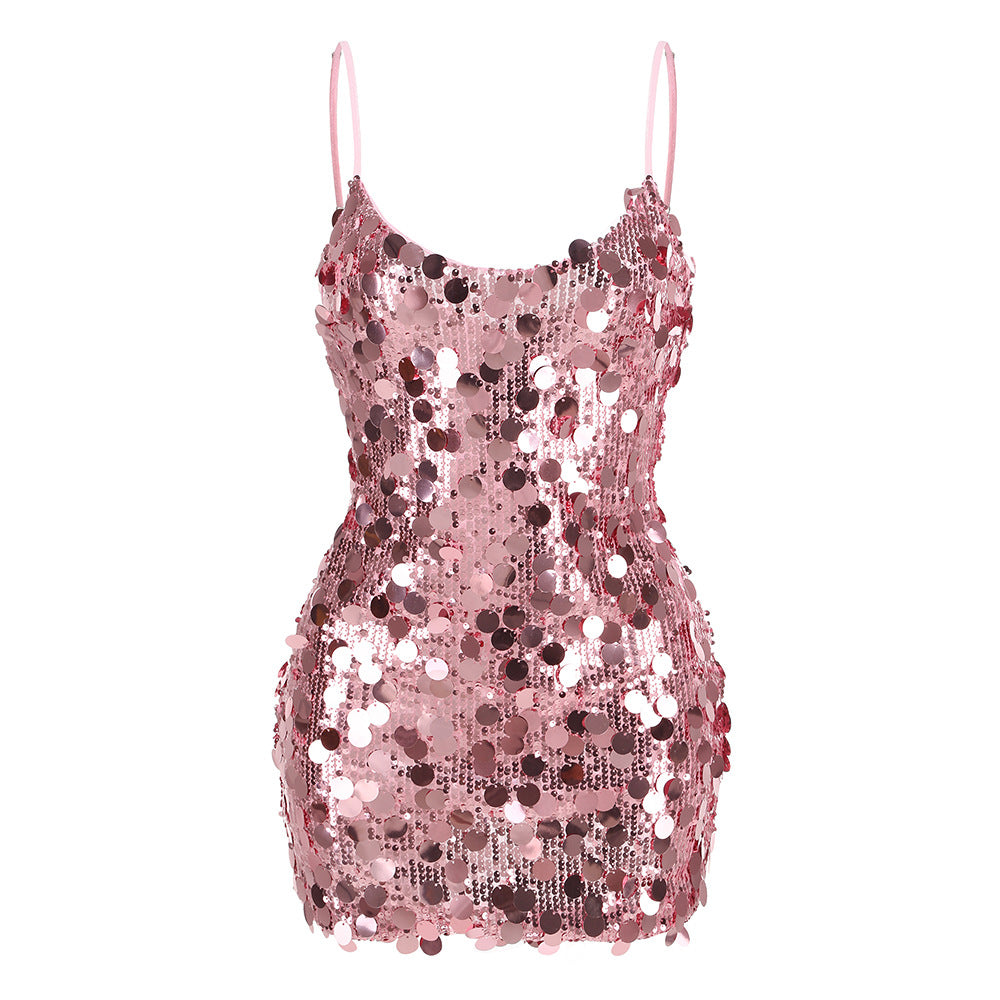 Paillette Sequin V-Neck Bodycon Mini Dress