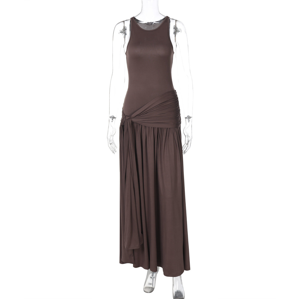 Asymmetric One-Shoulder Twist-Waist Maxi Dress 7