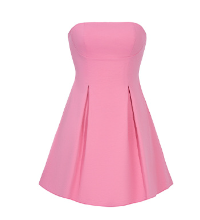Strapless Box-Pleated Fit-and-Flare Mini Dress 7