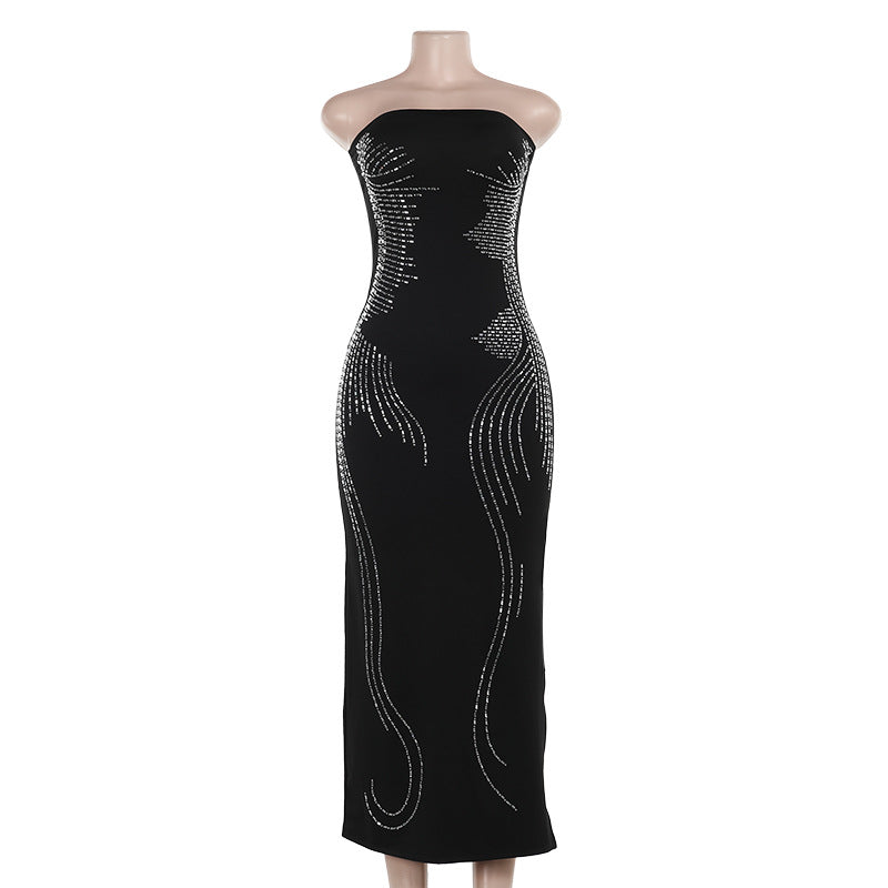 Strapless Embellished Bodycon Column Maxi Dress 6