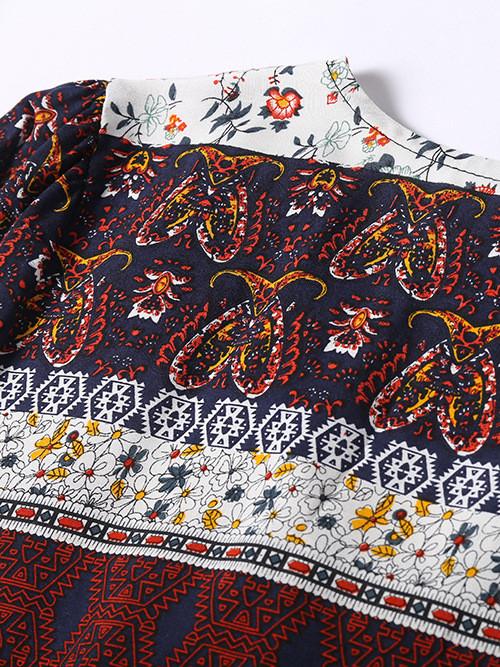 Paisley Print V-Neck Button-Front Swing Mini Dress 7