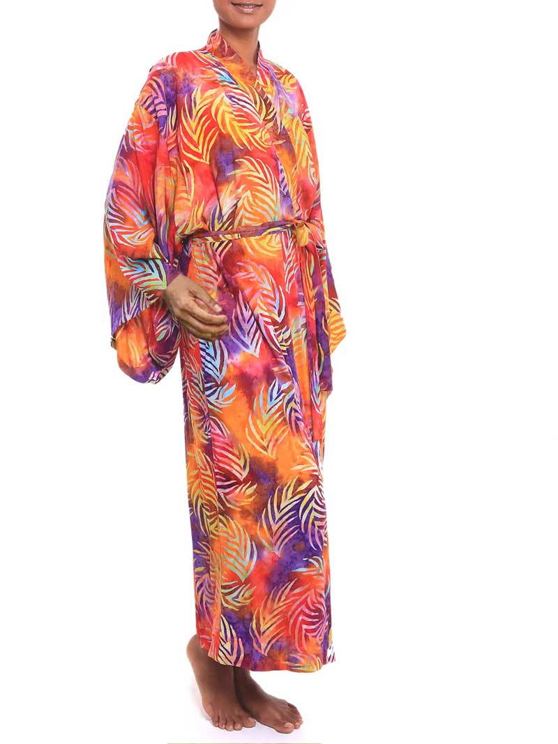 Printed Different Colors Rayon Long Length Gown Kimono Duster Robe 18