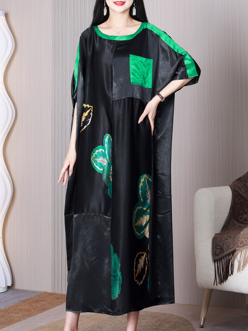 Sun Shine Round Neck Short Sleeves A-line Dress - Fashionpara