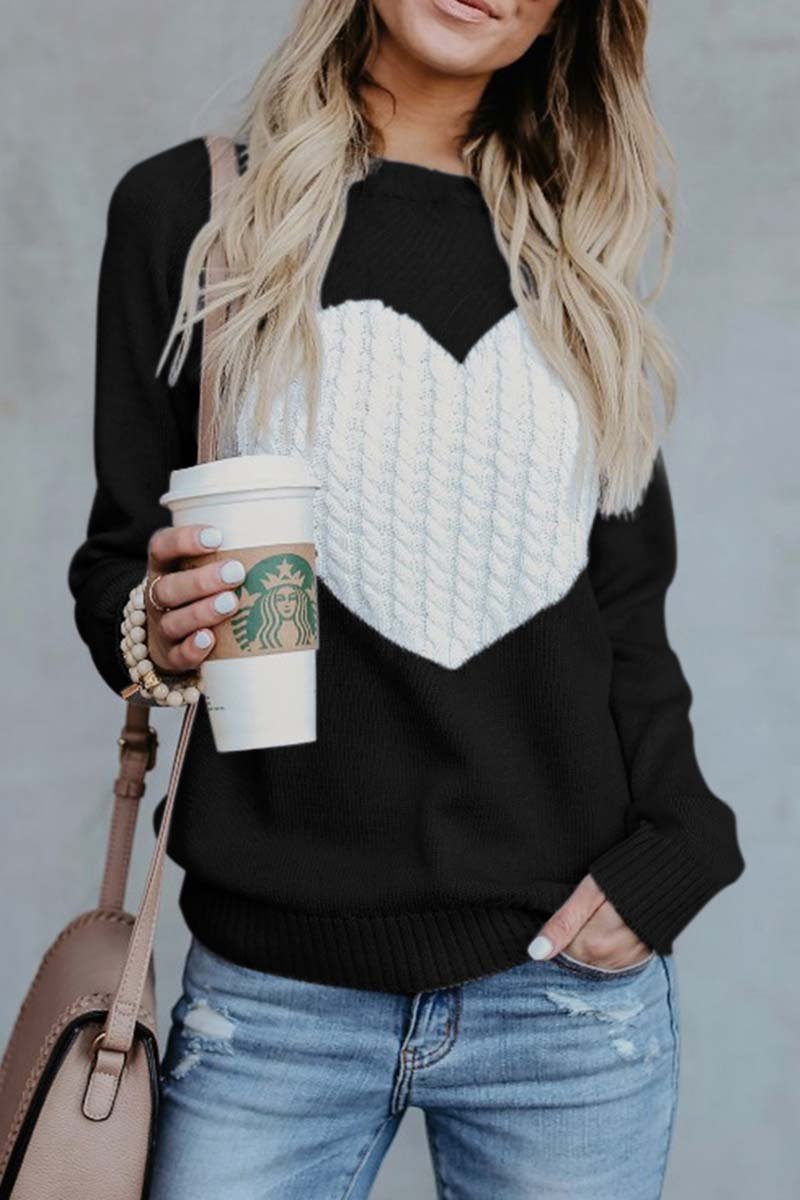 Florcoo Cozy Heart Shaped Sweater - Stylish Autumn Essential