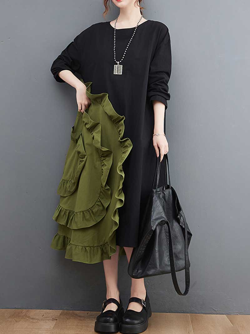 Stylish Ruffle A-Line Dress - Fashionpara