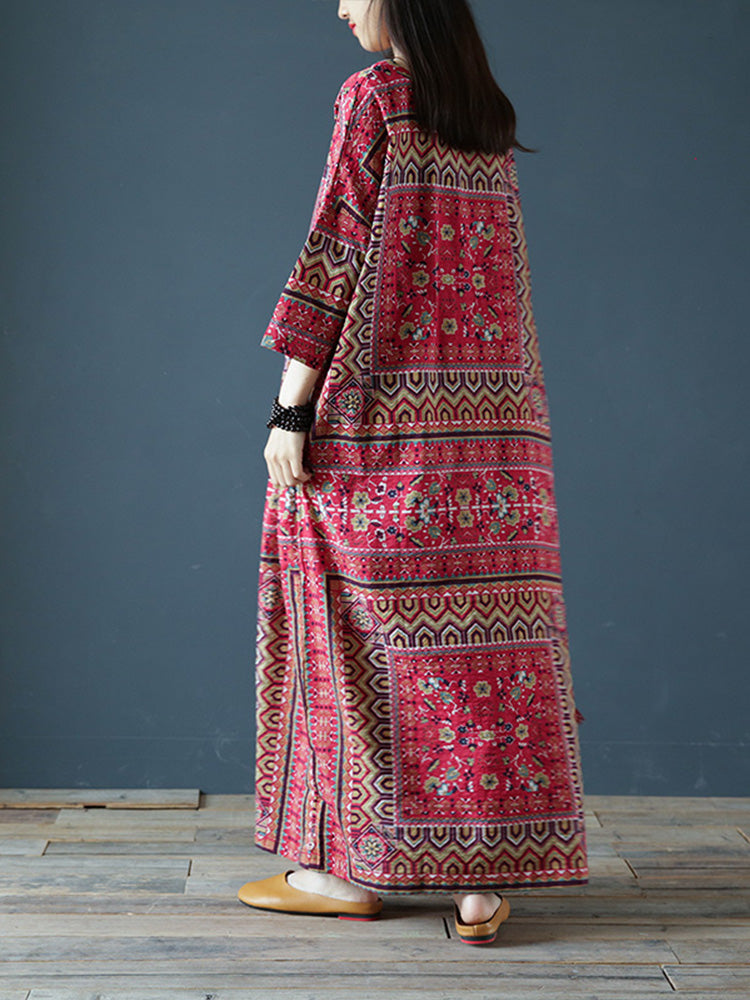 Wild Dreams Double Pocket Robe Maxi Dress - Fashionpara