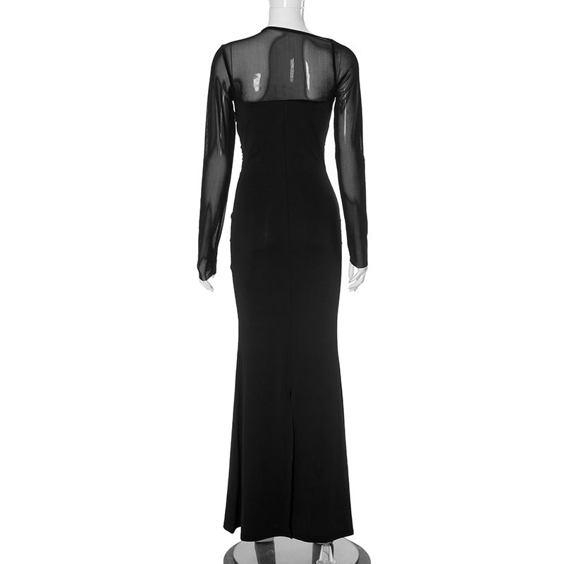 One Shoulder Ruched High Slit Bodycon Maxi Gown 7