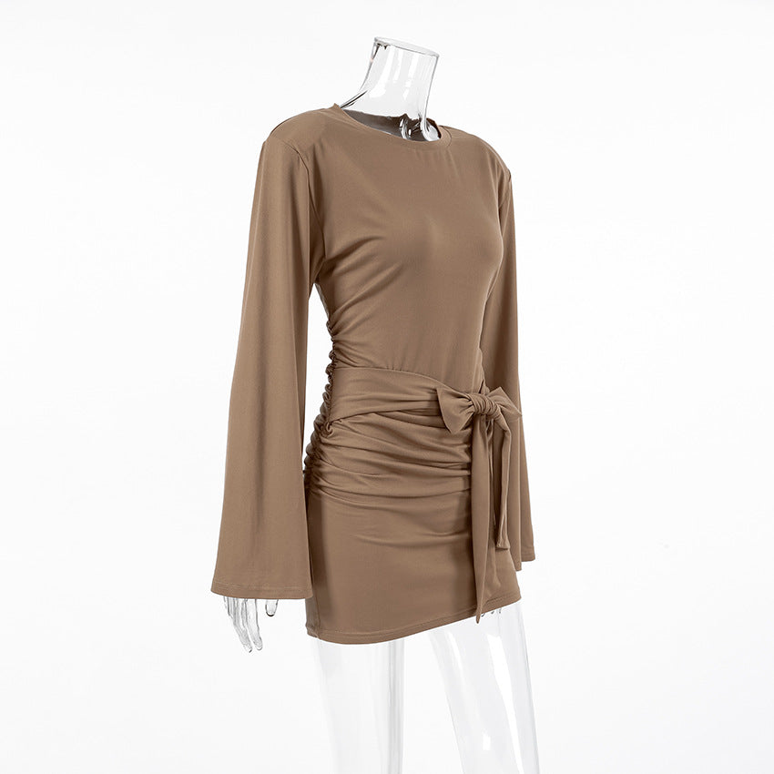 Mocha Mousse Mini Dress - Brown