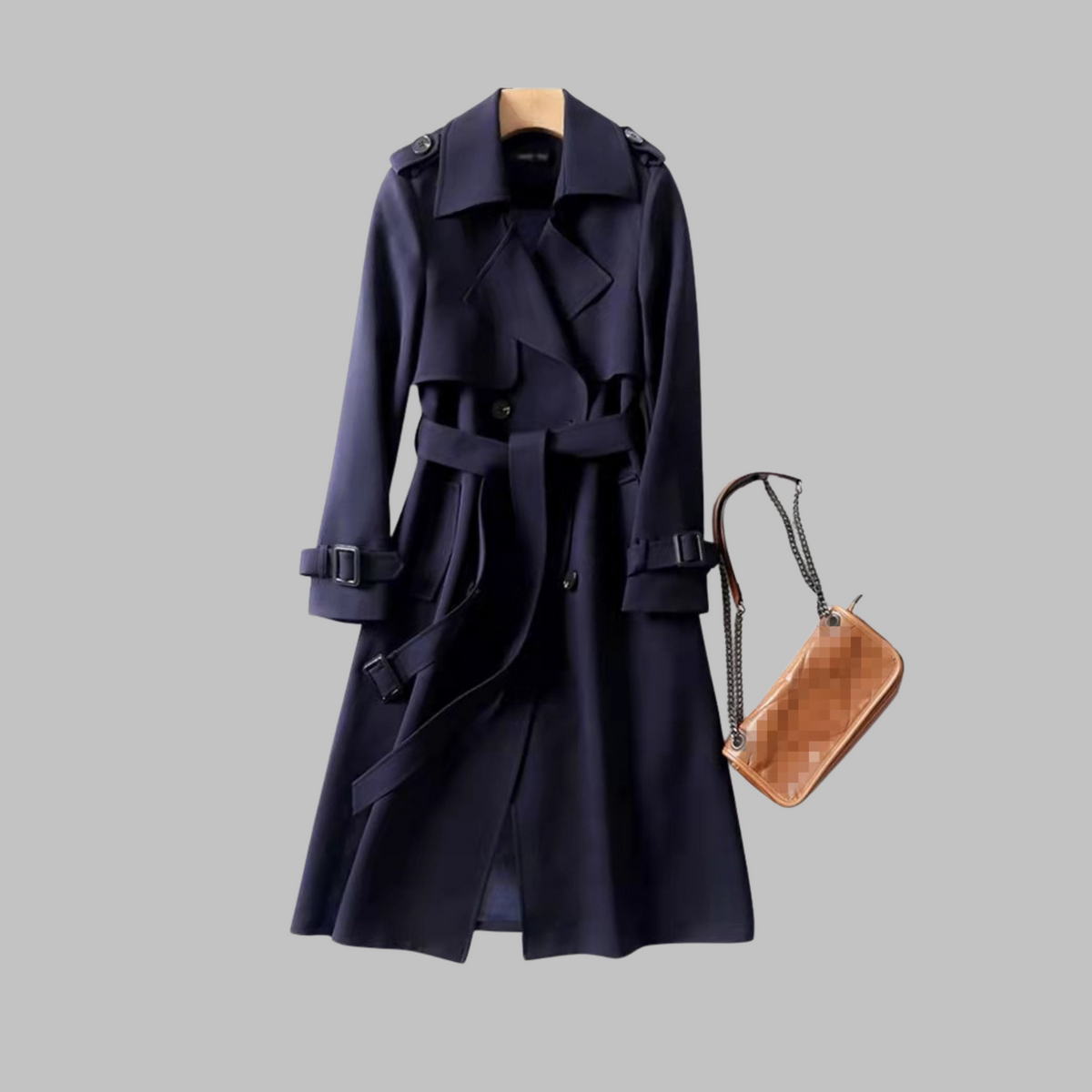 Double Breasted Belted Longline Trench Coat 5