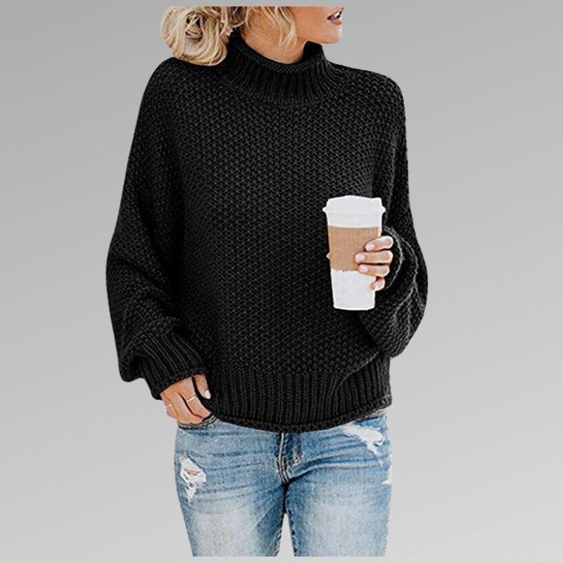 Turtleneck Drop Shoulder Chunky Knit Oversized Sweater 3