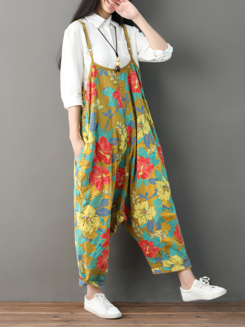 Everyday Wear Casual Flowers Bibs Overalls - Fashionpara