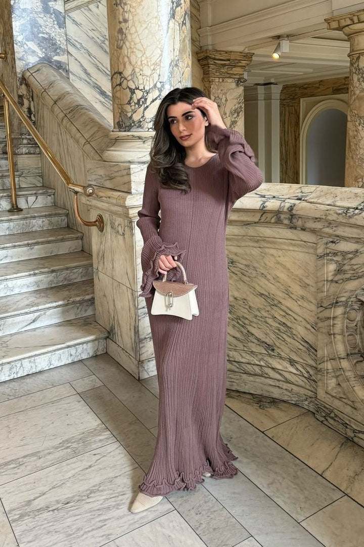 Ruffled Long Sleeve Bodycon Maxi Dress