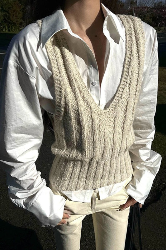 Layered Collar Vest Style Knit Top