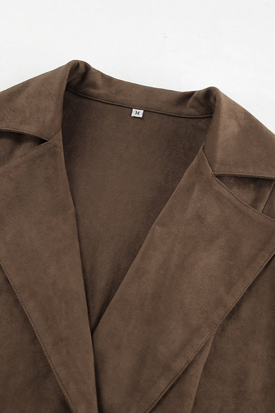 Elegant Belted Suede Trench Coat for Chic Style and Comfort