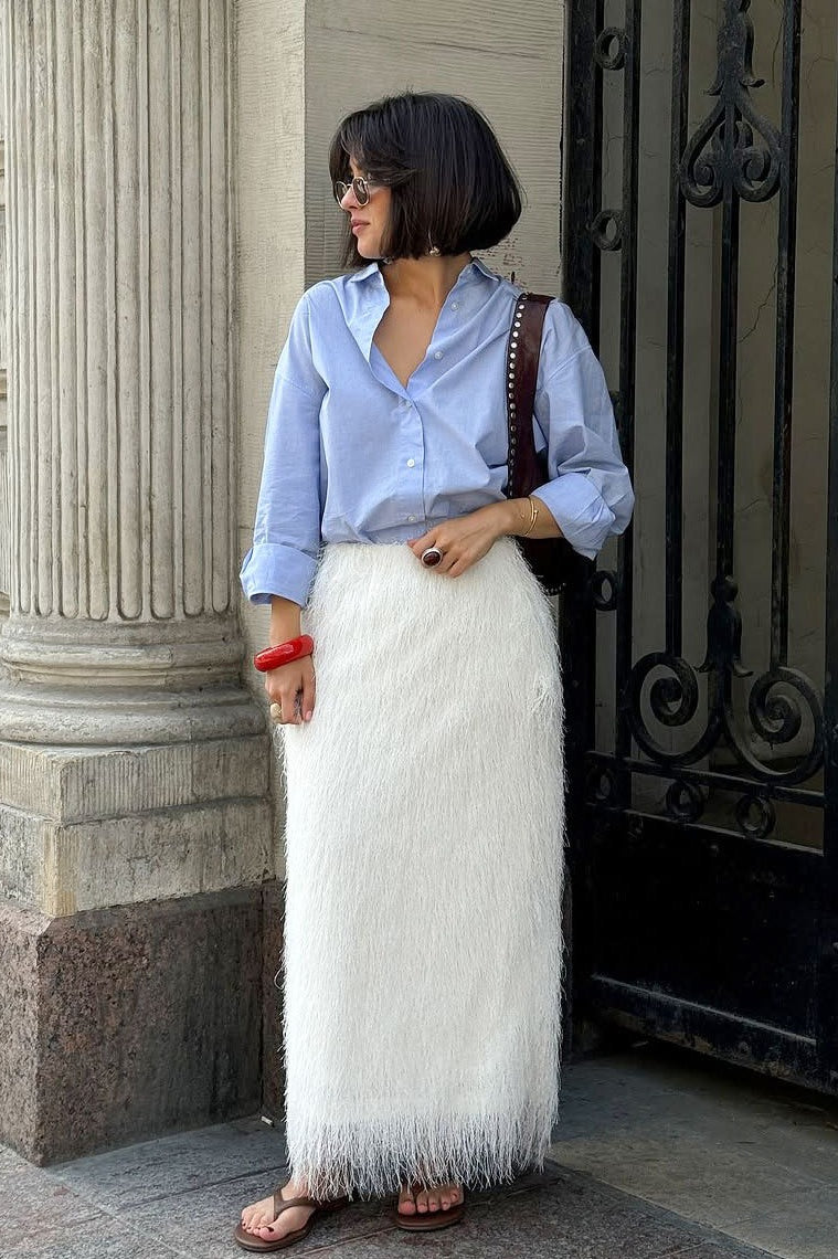 High-Waisted Fringe Elegant Maxi Skirt